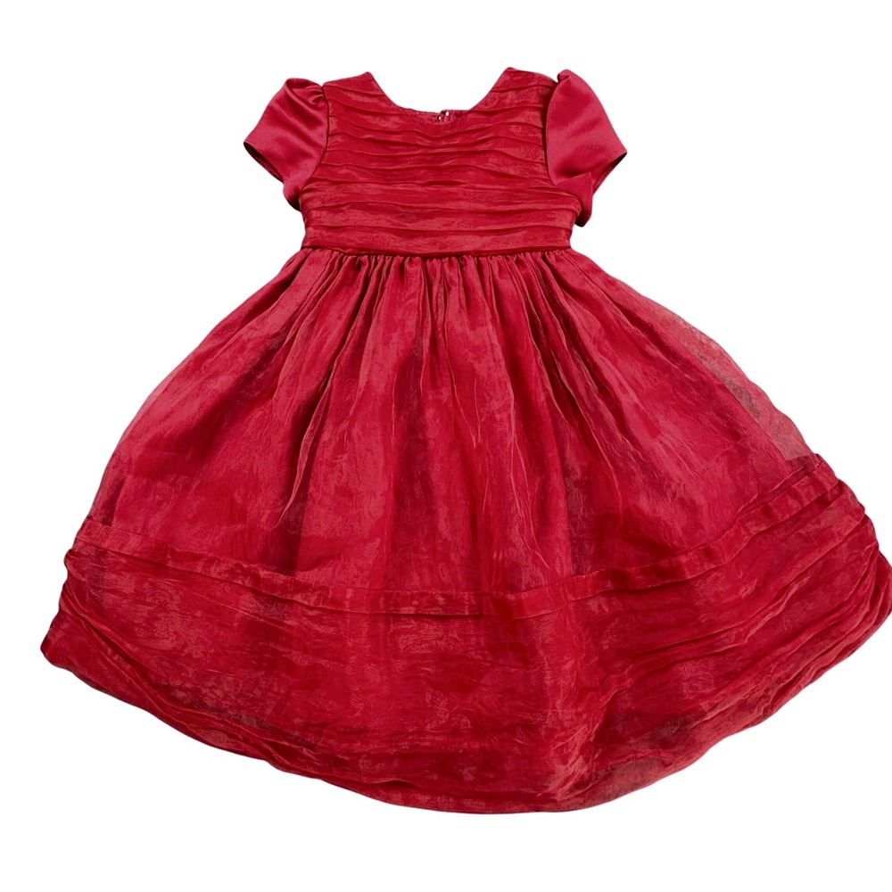 Princess Faith Toddler Girls 3T Crimson Red Organza Party Dress‎ Holiday Formal - Picture 2 of 8